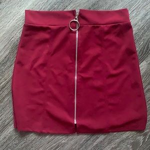 Maroon Bodycon Mini Skirt